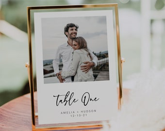 Photo Table Number Card Template, Minimalist Simple Clean