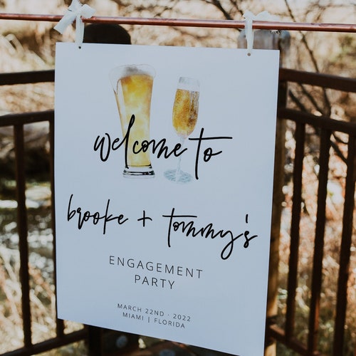 Bubbles and Brews Engagement Party Sign Template Etsy