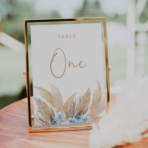 Pampas Table Number Card Template, Boho Table Number, Desert, Wedding table number, Editable, INSTANT DOWNLOAD, Templett, DIY