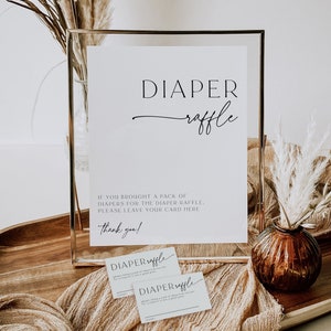 Babyparty-Windel-Verlosungszeichen und Raffle-Karten, Minimalistisches Windel-Verlosungsset, minimalistische Babyparty, Boho-Baby, bearbeitbar, Vorlage, 89