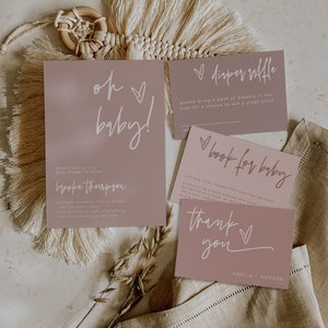 Dusty Pink Baby Shower Invitation, Girl Baby Shower Template, Dusty Rose, Editable Template, Oh Baby, It&#39;s A Girl,  Pink Shower, Instant, 41