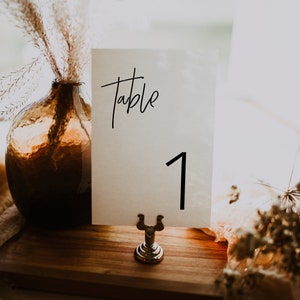 Modern Table Number Card Template, Minimal Simple Clean Wedding Table Number, Editable, INSTANT DOWNLOAD, Templett, DIY, 003