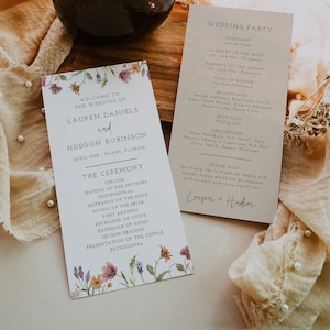 Wildblumen Hochzeitsprogramm Vorlage, Blumen Hochzeitsprogramm, Boho Hochzeitsprogramm, bedruckbares Programm Hochzeit, Instant, Vorlage, 55