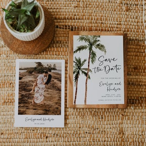 Palm Tree Save the Date Template, Engagement Save the Dates, Save the Date Template, Save Our Date, Tropical, Printable, Editable, 44