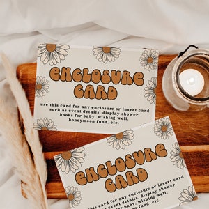Groovy Beilage Karte, Einladung Einlage, Babyparty Einlage, bearbeitbare Details & Informationen, Sofort Download, Groovy, Hippie, Retro, 100A