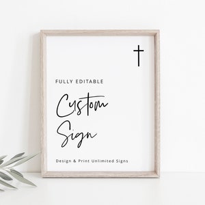 Modern Minimalist Baptism Custom Sign Template, Minimalist Baptism, Table Sign, Create Any Sign, Baptism Sign, Communion Sign, DOWNLOAD, 83