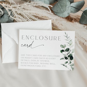 Greenery Enclosure Card, Wedding Invitation Insert, Baby Shower Insert, Editable Details & Info, Instant Download, Botanical, 80