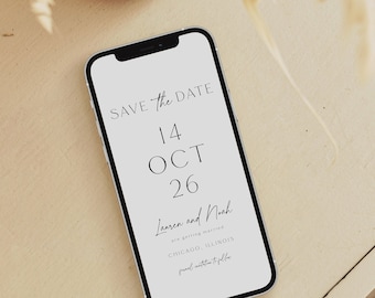 Electronic Save The Date Editable, Save The Date E card, Wedding Digital Save The Date, Save The Date Evite, Minimalist, Template, 89