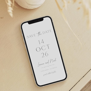 電子版Save The Date編集可能、Save The Date Eカード、ウェディングデジタルSave The Date、Save The Date Evite、ミニマリスト、テンプレート、89