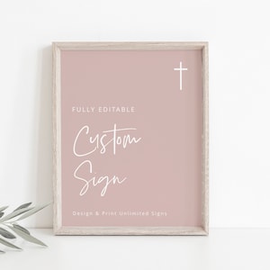 Dusty Pink Baptism Custom Sign Template, Minimalist Pink Baptism, Table Sign, Create Any Sign, Baptism Sign, Communion Sign, DOWNLOAD, 83
