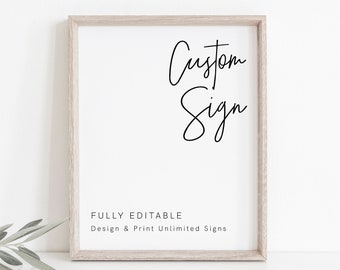 Minimalist Wedding Sign Template, Custom Sign, Modern Wedding Signage, Printable Signs for Party, Templett Wedding Sign, Editable Sign, 027
