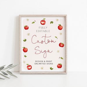 Apple Custom Sign, Apple Baby Shower, Baby Shower Custom Sign, Create Any Sign, Apple of Our Eye Baby Shower,  Download, Editable, 118