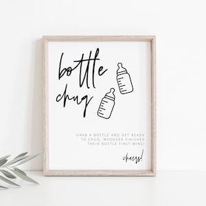 Bottle Chug Baby Shower Game, Baby Brewing, Baby Sign, Drink Game, Modern, Minimalist Baby Shower, Editable Template, Instant Download, 41