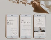 Minimalist Electronic Wedding Invitation, Wedding Digital, Modern Online Invitation, Details, RSVP, Wedding Evite, Smartphone Invitation, 89