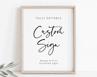 Minimalist Wedding Sign Template, Custom Sign, Modern Wedding Signage, Printable Signs for Party, Templett Wedding Sign, Editable Sign, 003