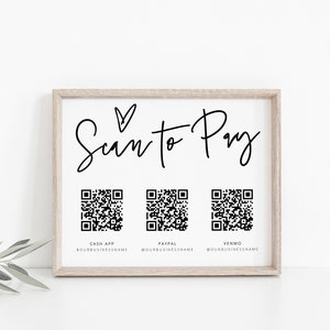 QR Code Sign Template, Scan to Pay Sign, Small Business Marketing, CashApp Paypal Venmo Sign, Customizable QR Code Print, Download, 41