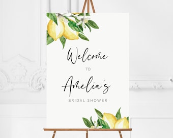 Lemon Welcome Sign, Bridal Shower, Lemon Wedding, Welcome Bridal, Lemon, Bridal Shower Welcome, Citrus Welcome, Editable, Download, Template