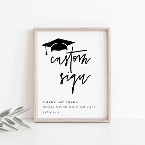 Graduation Sign Template, Custom Sign, Minimalist Graduation Signage, Printable Signs for Party, Graduation Custom Sign, Editable Sign, 41