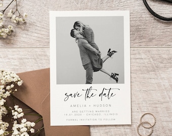 Foto-Save-the-Date-Vorlage, Verlobungsfoto-Save-the-Dates, Save-the-Date-Vorlage mit Bildern, SOFORTIGER DOWNLOAD, bearbeitbar, Vorlage