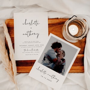 Minimalist Wedding Invitation Template, Modern Wedding Invite, Photo Wedding Invitation, Editable Minimalist Wedding Invite, DIY, 102