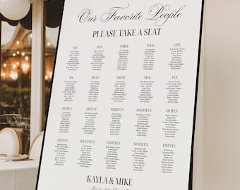 Classic Old Money Wedding Seating Chart Template, Printable Elegant Seating Arrangement Sign, Digital Download, Canva, 145