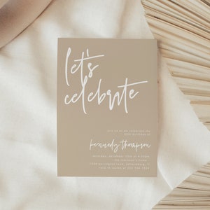 Let's Celebrate Party Invitation Editable Template, Surprise Birthday Party Invites, Anniversary Invites, Being Neutral Invite, 41G