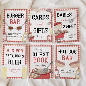 Baby Shower Sign Bundle, BBQ Baby Shower, Baby Q Baby Shower, 5x7, 8x10, BBQ Sign, Couples Shower Cook Out, Editable, Template, 85