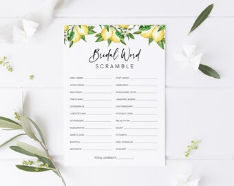 Wort Jaquarell Brautdusche Spiel Vorlage, Sommer Brautdusche Puzzle zum ausdrucken, Instant Download, Templett