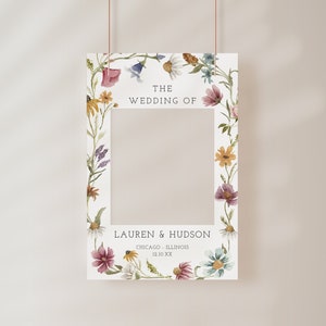 Wildflower Photo Prop Frame, Wildflower Wedding, Photo Booth Frame Template, Photo Booth Frame Prop, Wildflower Bridal, Download, 55