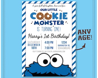 cookie monster invitation etsy