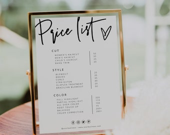 Salon Price List Design Editable Price List Instant Download Price List Hair Business Shop Branding Minimalist Price List for Hair Labels Paper & Party Supplies Salon Price List Design Editable Price List Instant Download Price List Hair Business Shop Branding Minimalist Price List for Hair Labels Paper & Party Supplies