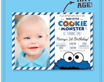 Cookie Monster Invitation Etsy