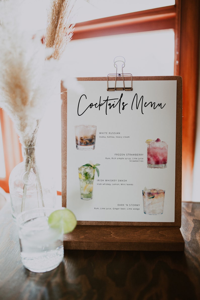 Cocktail Menu Sign Template Printable Drinks Menu Sign | Etsy