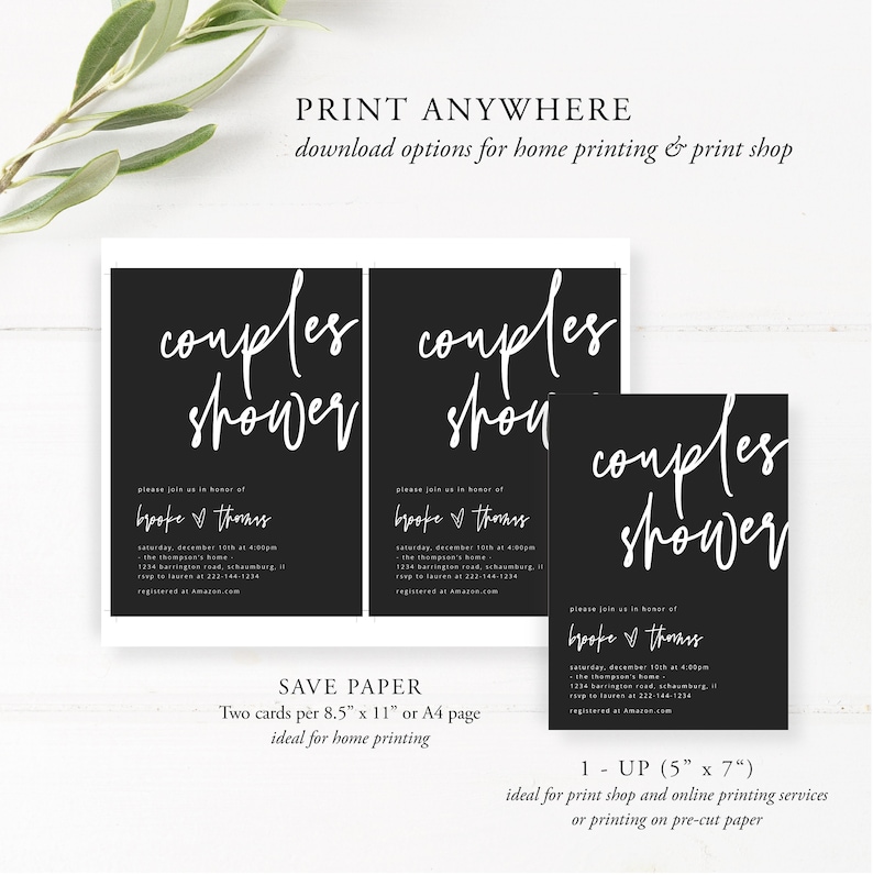 Modern Couple Shower Invitation Template, Black Minimalist Couple Shower Invite, Engagement Party Invitation, Couples Shower, 41 zdjęcie 5