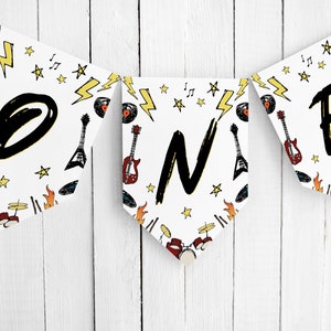 1st birthday High Chair Banner, Birthday Decoration Rock n Roll Birthday, Rock Birthday, Rocked One, Rock Punk, Download, Editable, 109