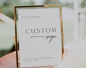 Minimalist Custom Sign Template, Modern Wedding or Bridal Shower Table Sign, Create Any Sign, 4x6 5x7 8x10, Modern, DOWNLOAD, 89