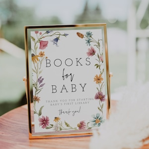 Livre bohème pour baby shower, livre imprimable Baby Shower pour bébé signe, signe de livre de baby shower fleurs sauvages, baby shower fille, instantané, modifiable, 55