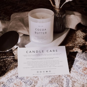 Candle Label Template, Candle Care, Modern Minimal Product Label, Modern Label, Minimalist Label, DIY Label, Editable, Download, 039