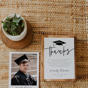 Graduation Thank You Card , Graduation Thank you, Class of 2022, Graduate Hat Tag, Thank You Note, High School College, Editable, 41 image 2