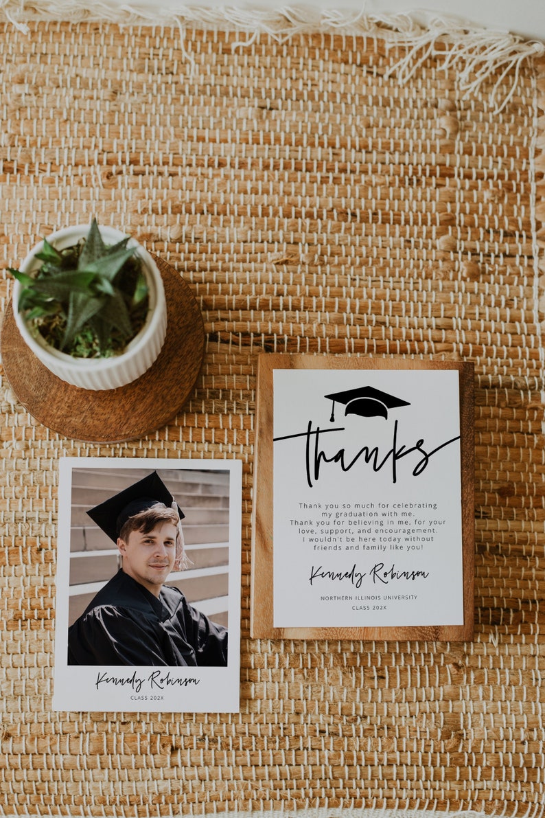 Graduation Thank You Card , Graduation Thank you, Class of 2022, Graduate Hat Tag, Thank You Note, High School College, Editable, 41 image 2