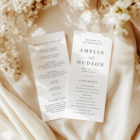 Wedding Program Template, Modern Order of Service Wedding Ceremony Program Minimalist Wedding Programs Wedding Ceremony Program, 137