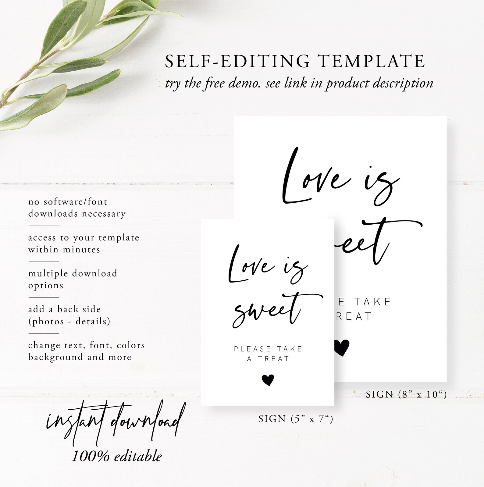 Love is Sweet Sign Printable Modern Minimalist Wedding Sign - Etsy