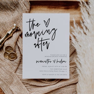 Modern Wedding Brunch Invitation Template, Printable Invite, Digital Download, Personalized, The Morning After, Simple, Minimalist, 41