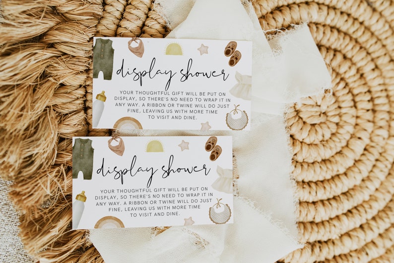 Display Shower Card, Boho Baby Shower, Clothes Baby Shower, Unwrapped ...