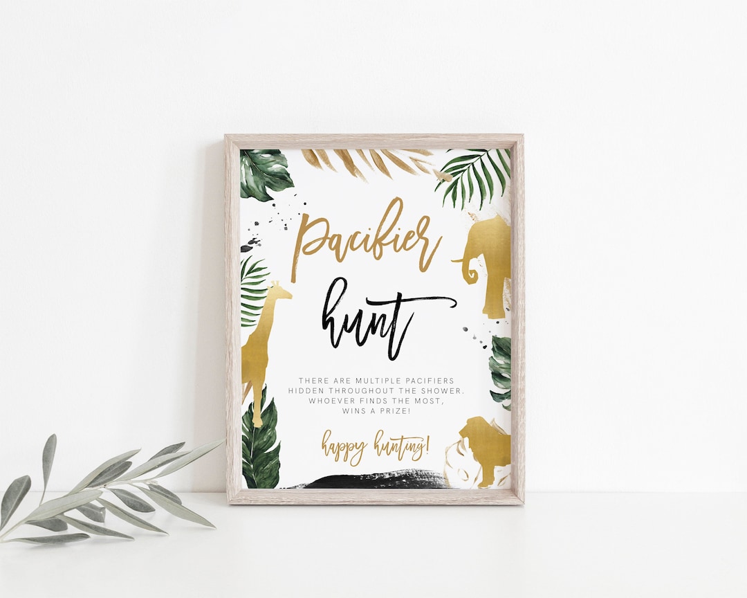 Safari Pacifier Hunt Game Template, Safari Baby Shower Game Sign ...