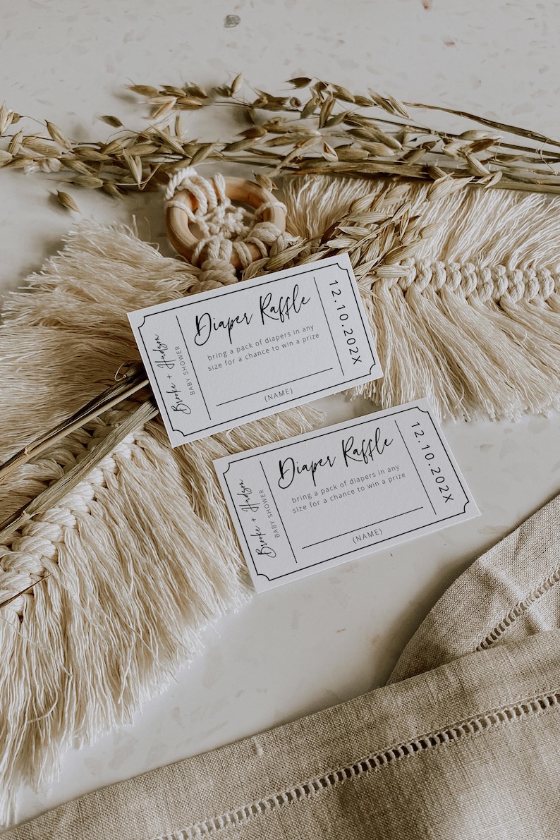 Diaper Raffle Ticket, Baby Shower Raffle, Baby Shower Door Prize Ticket , Baby Shower Invitation Insert, Ticket Template, Minimalist, 003 image 4