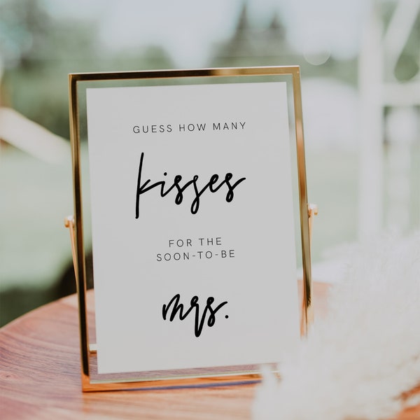 How Many Kisses Bridal Shower Game, Modern Bridal Shower Printable, Hershey Kisses Game, Minimal bridal, Instant Download, Templett, 41