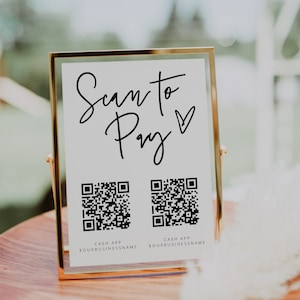 Znak Scan to Pay, szablon znaku kodu QR, marketing małych firm, znak CashApp Paypal, niestandardowy wydruk kodu QR, pobieranie cyfrowe, 41