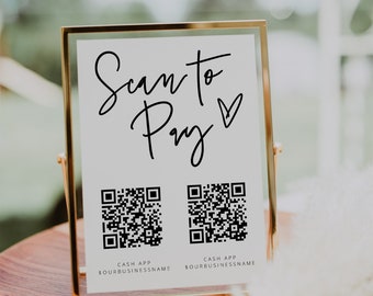 Scan to Pay Sign, QR Code Sign Template, Small Business Marketing, CashApp Paypal Sign, Customizable QR Code Print, Digital Download, 41