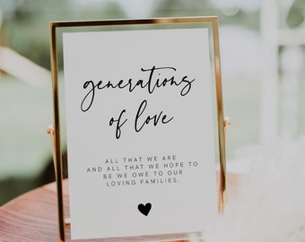 Generations of Love Sign Printable, All That We Hope To Be, Modern Minimalist Wedding Sign, Simple Elegant Minimal Wedding, Template 003